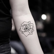 OhMyTat 幾何玫瑰 Geometric Rose 刺青圖案紋身貼紙 (2 張)