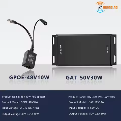 12V DC to 48V 50V 802.3af/at PoE Converter 1000mbps Ethernet Speed PoE Injector Up to 30W Max Output