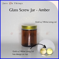 § ✲ ✆ Amber Screw Jar (120ml / 250ml capacity) - Glass Jar (Candle Jar / Screw Jar Screw Lid)