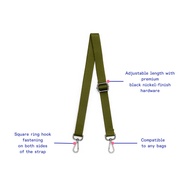 kanavaia adjustable crossbody bag strap 2.5 cm (square ring hooks) - army green black nickel