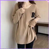 Waffle T Shirt Plus Size Women Long Sleeve Baggy Shirt Slimmer Look Baju Perempuan Lengan Panjang