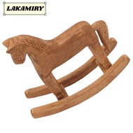LAKAMIRY Wooden Rocking Horse Ornament, 7.48x7.09in Horse Tabletop Trojan Horse Decor, Pine light br