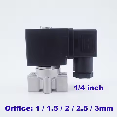 GOGO 0-40bar/20bar/15bar/10bar/7bar 2 way SS304 solenoid valve DC24V 1/4" BSP Orifice 1/1.5/2/2.5/3m