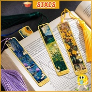 SIXIS Reading Book Clip, Metal Sunflower Lotus Metal Bookmark, Multifunctional Hollow Oil Painting B