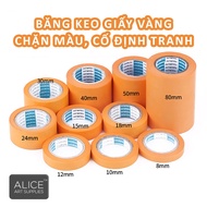 Yellow paint-blocking paper tape 1.5cm, 2cm, 2.4cm, 3cm, 5cm, 50 meters long, waterproof, easy to te