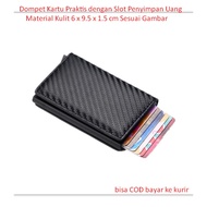 Practical Card Wallet with Money Storage Slot, Leather Material, 6 x 9.5 x 1.5 cm, As Pictured