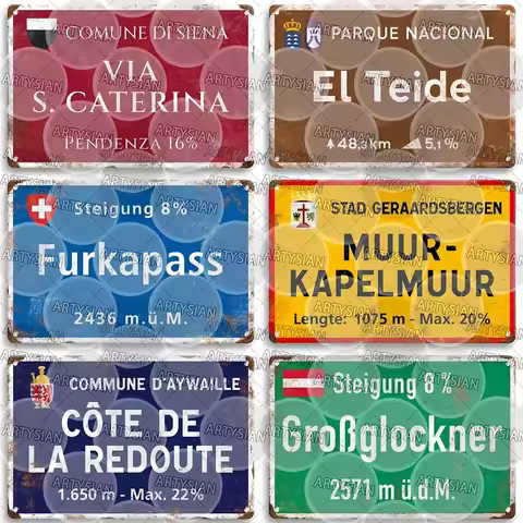 Tour De France Cycling Race Cycling Landmark Metal Plaque Road Signs Austria Italy Tinplate Decor Pl