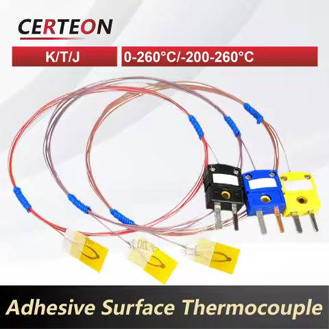 K T J Type Surface Mount Adhesive Thermocouple Probe Thin Film Stick-on Sensor 0-260°C Ultra Thin Te