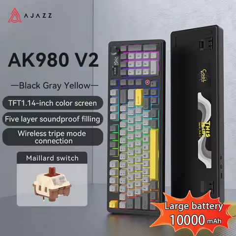 AJAZZ AK980 V2 Wireless Mechanical Keyboard 2.4G Wired & Bluetooth Connectivity Hot-Swappable Gasket