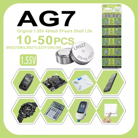 10PCS-50PCS 1.55V AG7 LR927 LR57 SR927W 399 GR927 395A AG 7 Battery Button Batteries For Watch Toys 