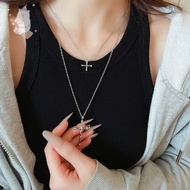 【E.five】 Vintage Style Collarbone Chain Cross Necklace Niche Set Necklace Design Sense E