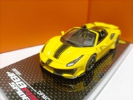 DF 1 43 Ferrari 488 Pista Spider Convertible Version Supercar Resin Model Yellow Black Strip