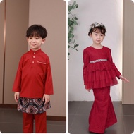 Baju Raya Set Kurung Modern/ Baju Raya Peplum Kanak Kanak(Maroon)