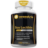 Soy Lecithin Capsules 1200mg (One a Day, 100 Softgels) Immune Support Supplement Rich in Phospholipi