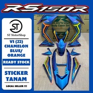 HONDA Rs-150r Rs150r V1V2 V3 (23) Chamelon Blue/Orange COVER SET (Sticker Tanam Stripe Tanam) RAPIDO Coverset Body Cover