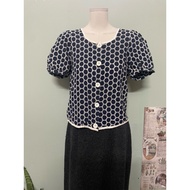 Women's blue and white embroidered cotton shirt, size m a84