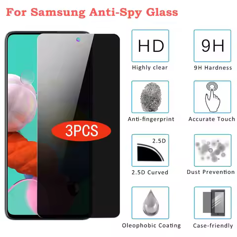 3Pcs Privacy Tempered Glass For Samsung Galaxy A16 A26 A36 A56 S21 FE S20 FE S23 FE S24 FE 5G Anti-S