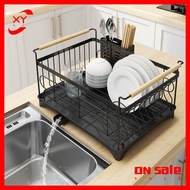 XY Dish Drying Rack, Dish Drainer, With Drainboard, Utensil Holder, Adjustable Swivel Spout, Rustpro