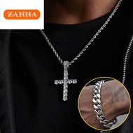 silver original italy 925 Diamond cross necklace for men