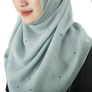 Bawal Cotton Batu Tabur Hitam Bidang 45 Premium Jet Black Crystal Chapter 2 Square Hijab