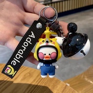 【Ready stock】C 热卖鸭汽车钥匙扣创意头盔小黄鸭卡通包包挂件男女情侣锁匙扣礼物Duck Car Keychain Creative Helmet Yellow Duck Cartoo AJ