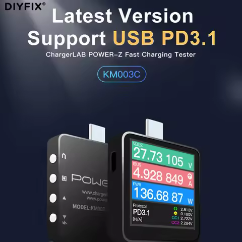 ChargerLAB Power-Z KM003C USB PD3.1 QC5.0 Protocol 48V Range Dual Type-C Digital Voltmeter&Ammeter P