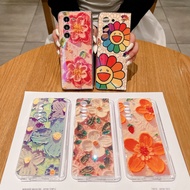 Shockproof Cute Flip Flower Casing for Samsung Galaxy Z Fold 5 4 3 Oil Painting TPU Samsung Z Fold5 Fold4 Protection Phone Case