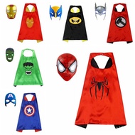 2Pcs/Set Avengers Cosplay Light Mask Cloak Captain America Spider Man Hulk Thor Helmet With Cape Halloween Costume Props For Kids MSII