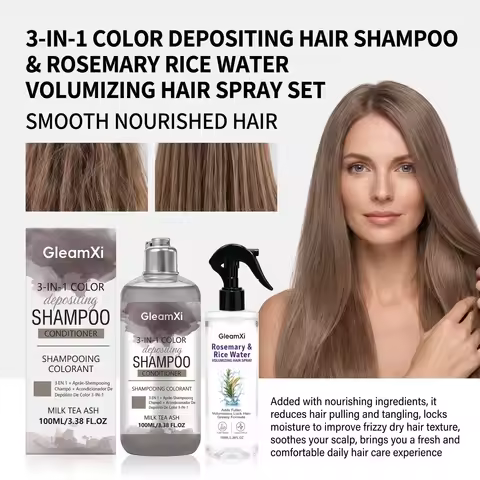 Hair Color Shampoo 3 in 1 Tint Conditioning Volumizing Nourishing Scalp Spray Set For Fine Flat Hair