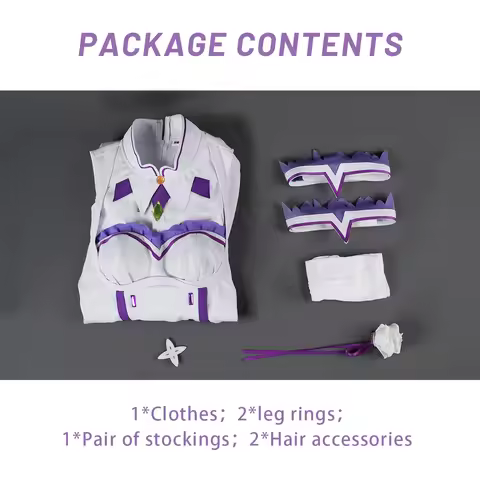 HOLOUN Zero Anime Emilia Cosplay Costume Wig Embroidered Top Skirt Convention Halloween Outfit