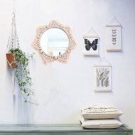 MACRAME CERMIN PEMBUNGKUS CERMIN SUDAH PLUS CERMIN macrame cermin/ mirror macrame 01-pembungkus cerm