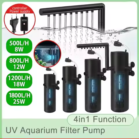8-25W Silent Fish Tank Filter UV Pump for Aquarium 1800L/H Aquarium Filters Accessories Water Circul
