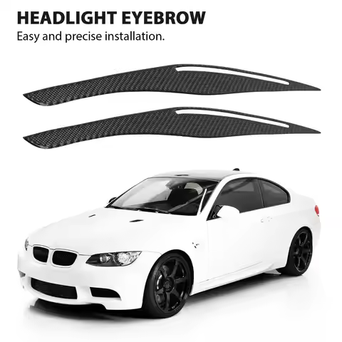 AU34-Carbon Fiber Headlight Eyelid Eyebrow Cover Stickers Trim For BMW E90 E91 328I 335I M3 2006-201