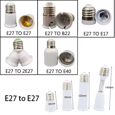 (E27-E27/ E27-B22/ E14-E27/ E27-E40/ B22-E27) LED Light Bulb Lamp Base Converter Lamp Holder for Bul