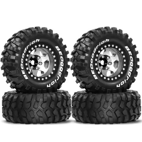 4pcs 95mm Metal 1.9" Deep Dish Beadlock Wheel Rim Tire Set for 1/10 RC Crawler Car MJX H12Y R260