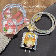 Cute Cartoon SpongeBob Case for Samsng Galaxy 25w Charger Protective Case 25w Data Cable Head Bite P