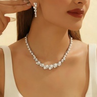 Bridal Jewelry Set Necklace Bracelet Light Luxury Niche Jewelry Wedding Dinner Party Dress All-Match