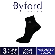 Byford (3 Pcs) Stokin | Byford Bamboo Spandex Sports Ankle Socks Assorted Colour - BSF1024T