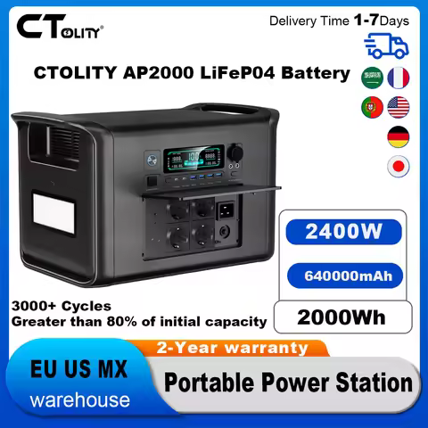CTOLITY AP2000 2400W 640000mAh AP1000 1600W Portable Solar Charging Station Mobile Power Source Trav