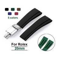 20mm Rubber Silicone Watch Band Fit for Rolex Daytona Water Ghost King Submariner Soft Waterproof Shockproof Sport Watch Strap Women Men Replacement Bracelet