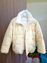 韓國 WHO.A.U 💛蛋黃色 x 白色🤍 女裝【雙面設計】夾棉 x 毛毛外套｜Women Reversible Puffer Padding
