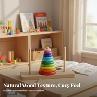 Includes Storage Box Stack of Classic Game Hand-Eye Coordination 10 Layer Rainbow Stacker Reasoning 