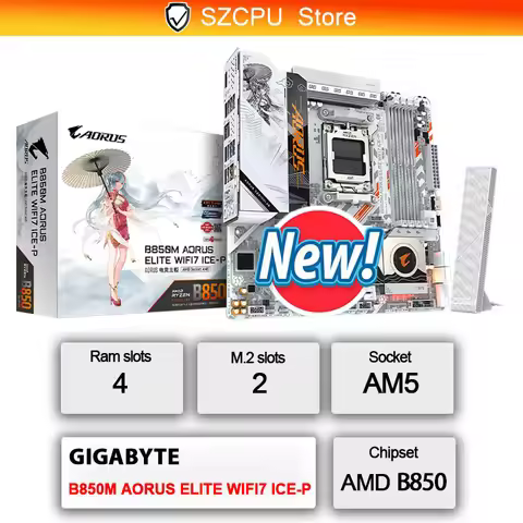 GIGABYTE B850M AORUS ELITE WIFI7 ICE-P New Micro ATX AMD B850 AMD Support: AMD Ryzen ™ 9000 series p