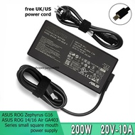 20V 10A 200W AC Adapter For ASUS ROG Zephyrus G16 GU605MV GU605M GU605CP Charger