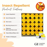 [INSECT REPELLENT] GE Candle Works 23gram 8 Hours+/- Burning Insect Repellent Citronella Scented Tea