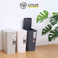 Citylife Trash Garbage Bin 12L Rubbish Bin T-3073 Waste Bin One-Press Lid Dustbins for Kitchen Bathroom Livingroom