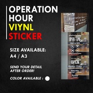 [PRE ORDER] WAKTU OPERASI BUSINESS HOURS VIYNL STICKER GLASS DOOR