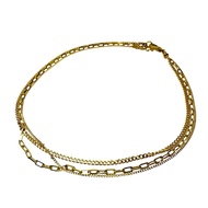 三鏈腳鍊手鐲，18K金，4.8克，24厘米，女士款 [二手]