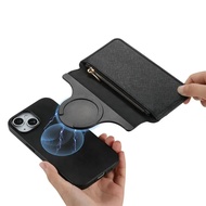 iPhone16 15 14 13 12 11 Pro Max 5G Luxury Case Zipper Wallet Detachable 2 IN 1 Back Etui for iPhone 