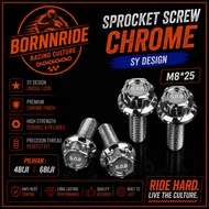 BORNNRIDE SOB RACING SPROCKET SCREW M8*25 (GOLD , 2 TONE, CHROME)